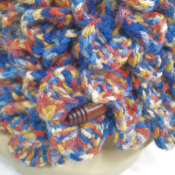 Crochet Dragon Scale Cowl Hand Crafted Crocodile Stitch Scarf Colorful Yarn NEW - Picture 5 of 11